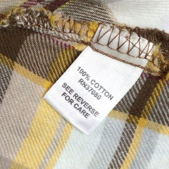 Yellow Plaid Button-Up Women's Top Large (4y) - Picture 8 of 9